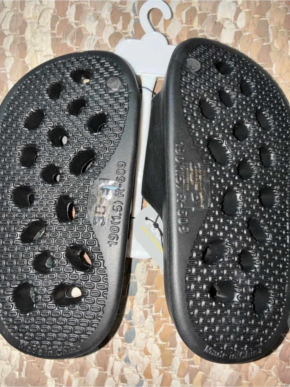 Kids' Black Slide Sandals with Cushioned Textured Footbed - Size 13